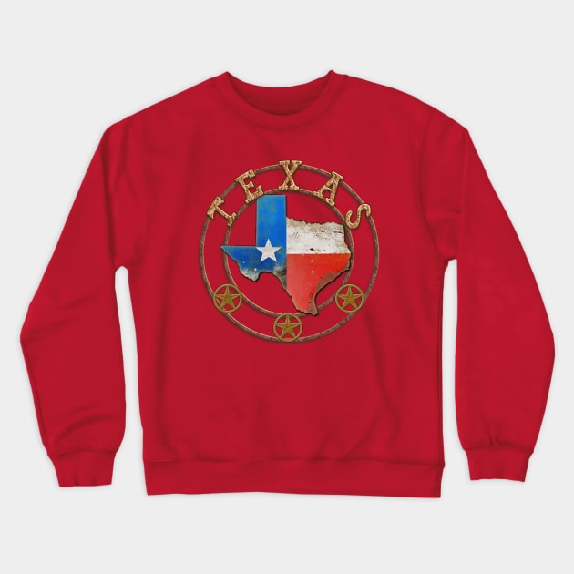 Texas Lone Star Map Wrought Iron Barn Art Crewneck Sweatshirt by Dual Rogue